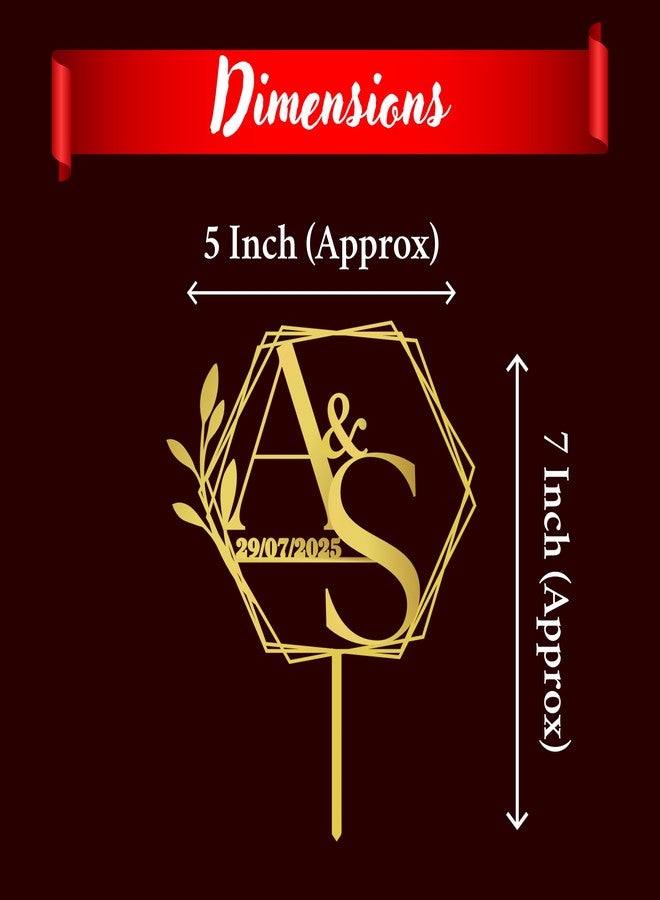 Yellow Nuts Personalised Cake Topper For Wedding Bride Groom Acrylic Golden Baby Shower Anniversary Props Cake Decor Decoration (Style 1) - Image 3